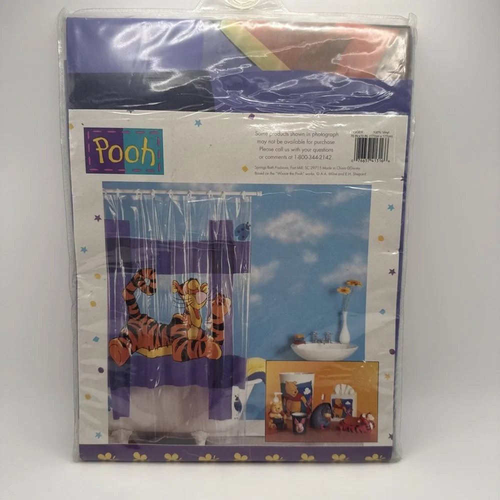 Vtg 90's Disney Tigger Winnie the Pooh Shower Curtain NOS Sealed 70x70 Vinyl